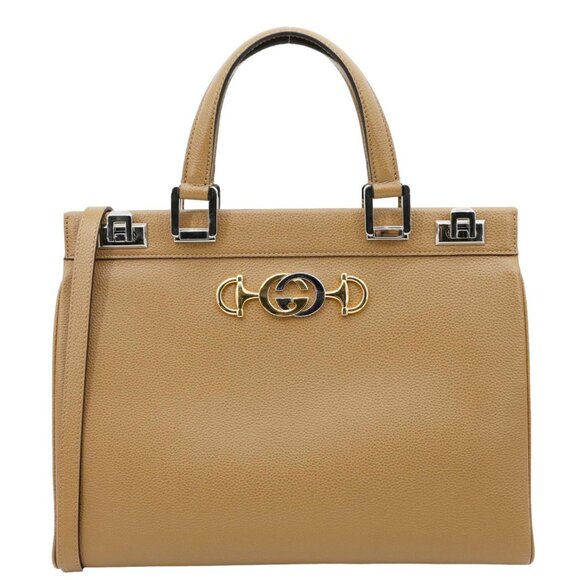 Gucci Zumi Medium Leather Top Handle Shoulder Bag Brown 564714 - Picture 1 of 12